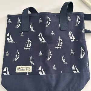 Ralph Lauren Navy and White Sailboat Canvas Tote